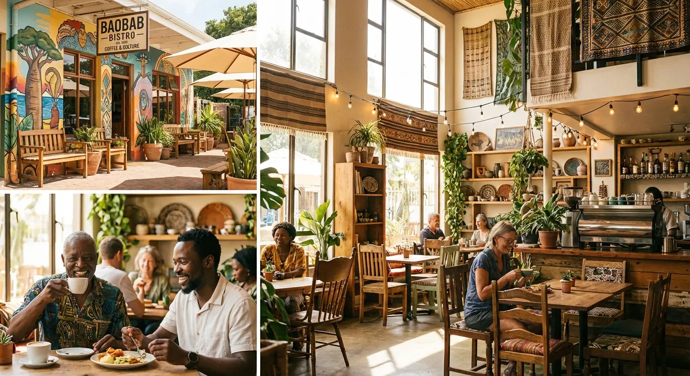 African Muslim singles on a coffee date — meeting places illustration