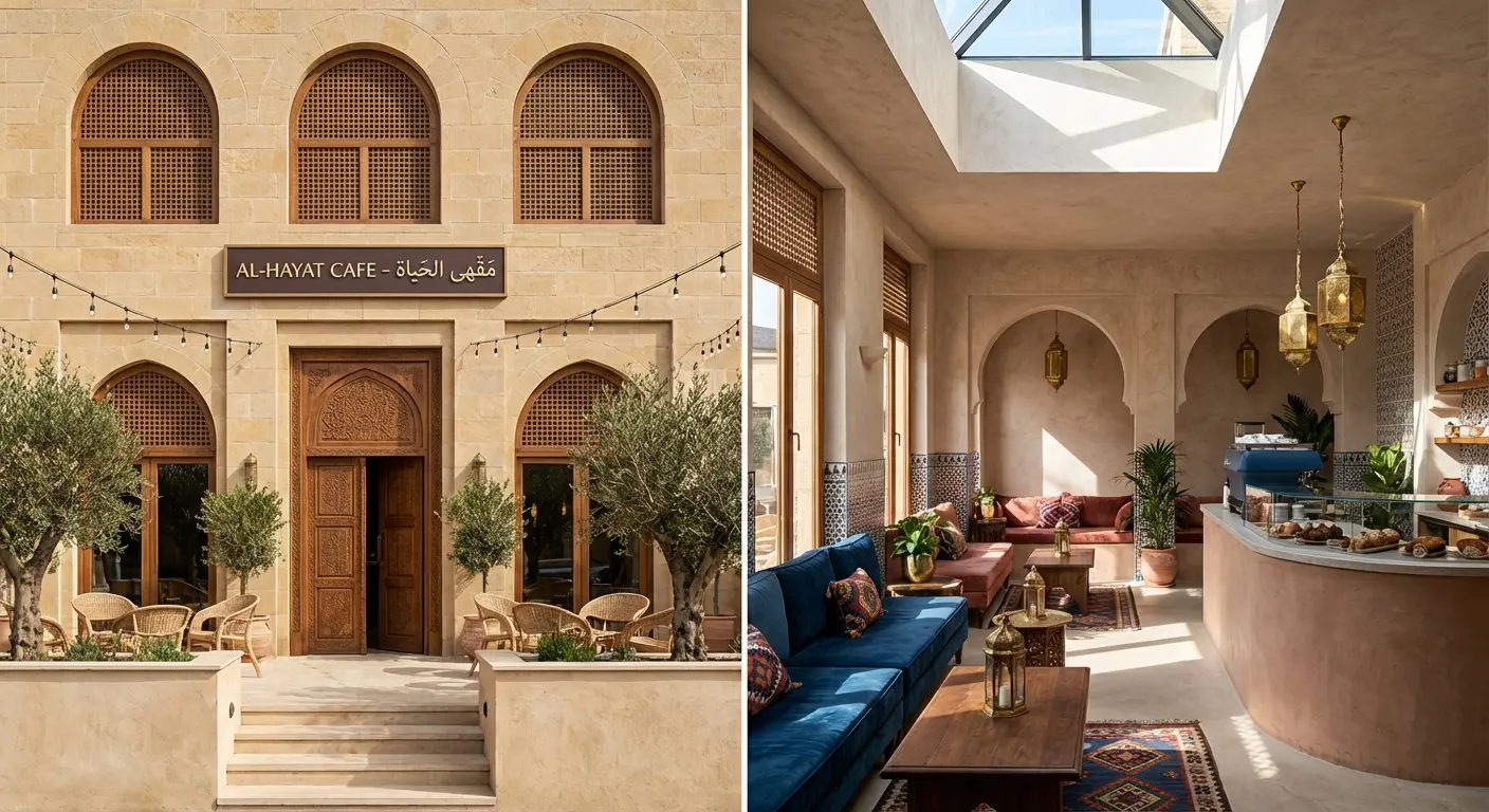 Arab Muslim singles on a coffee date — meeting places illustration