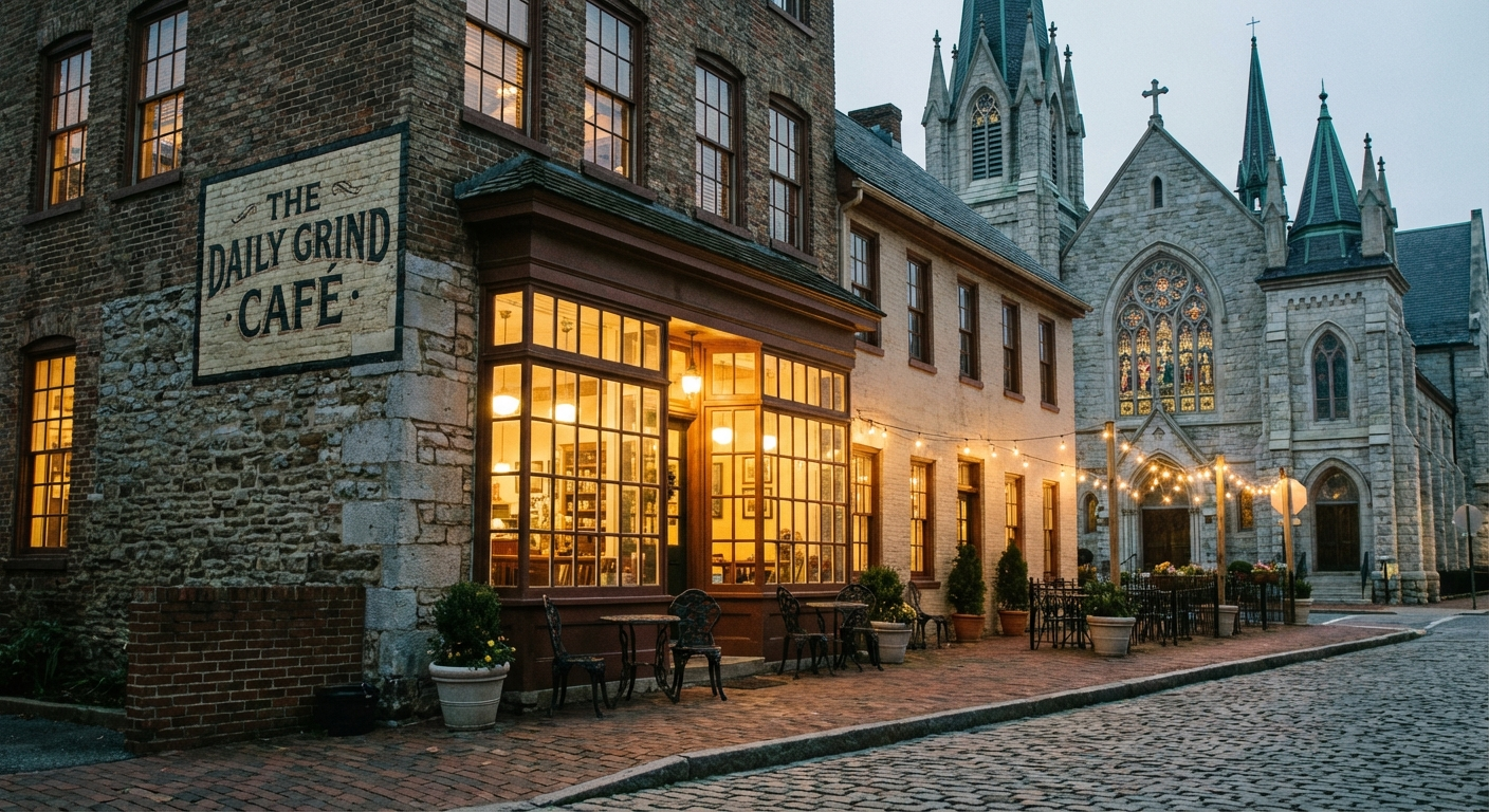 Catholic Christian singles on a coffee date — meeting places illustration