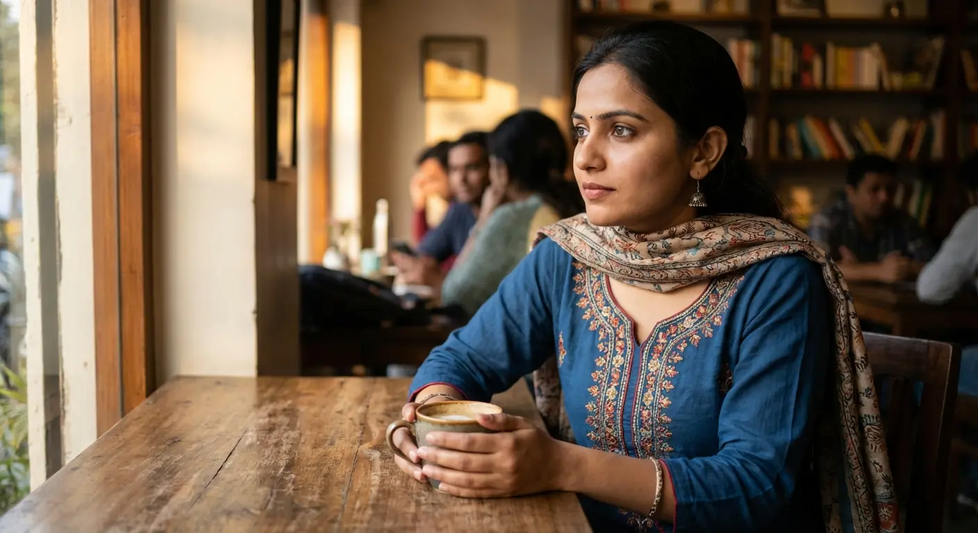 Punjabi Hindu singles on a coffee date — dating challenges illustration